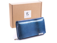 Large Blue Women's Lacquered Wallet by Jennifer Jones