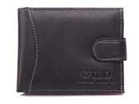 WILD men's horizontal leather wallet with clasp black