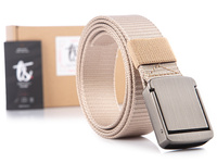 Men's PHANTOM Military Belt - Beige, Metal Buckle