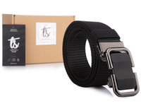 Men's fabric trouser belt with elegant automatic buckle black SERGEI DUBAI