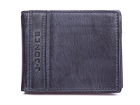 J Jones men's navy blue natural leather wallet