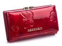 Women's wallet with embossed butterflies red Gregorio RFID