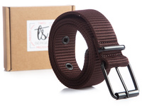 SERGEJ FIBER Brown men's slingback belt with classic buckle 