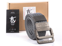 SERGEJ 2008 - Strong grey fabric trouser belt with aluminum clip buckle