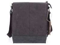 J Jones Men's shoulder bag with flap medium black