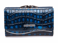 Jennifer Jones Women's wallet lacquered with tinsel navy blue with black