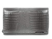 Jennifer Jones Large grey women's croco wallet