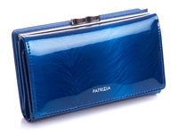 PATRIZIA Lacquered blue women's wallet with earworm