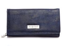 Large navy blue women's ecological leather wallet from Jennifer Jones