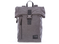 J Jones Capacious canvas trekking backpack gray with leather
