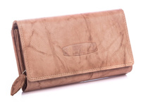 Large women's soft natural leather wallet light brown Money Maker