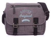 J Jones Men's A4 grey canvass shoulder bag