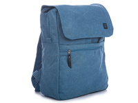 Canvas backpack in blue A4 with flap SEMI LINE