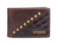 Men's small leather wallet with studs brown J Jones