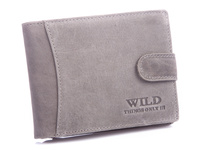 WILD grey men's leather clasp wallet