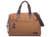 Capacious brown canvas work bag with laptop pocket
