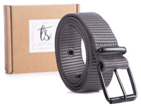 SERGEJ FIBER Grey men's sash belt with classic buckle 