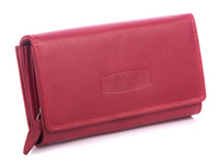 Large women's soft leather wallet red Money Maker
