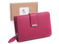 Pink medium women's wallet made of soft natural leather
