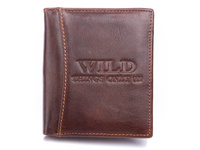 Men's small leather wallet brown RFID WILD