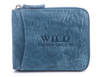 Men's horizontal zippered wallet blue WILD