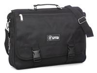 Black men's A4 expandable work bag with flap Bellugio