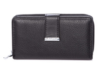 Women's leather wallet large black Jennifer Jones