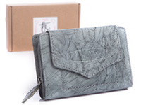 Women's grey medium RFID leather wallet Money Maker 