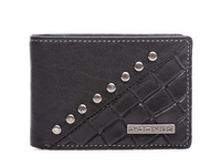 Men's small leather wallet with studs black J Jones