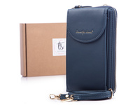 Women's vertical wallet with shoulder strap blue Jennifer Jones