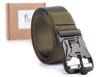 Green webbing trouser belt with magnetic buckle RANGER