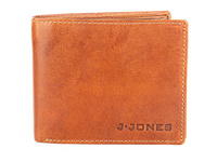 Horizontal brown men's leather wallet with RFID J Jones