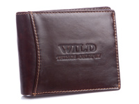 Classic men's leather wallet dark brown WILD