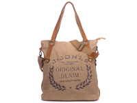 J Jones Large women's canvas bag with natural leather