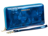 GREGORIO women's wallet pencil case with butterflies blue