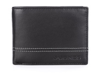 J Jones men's leather wallet black with grey thread