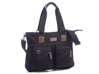 Elegant A4 canvas work bag for laptop brown SERGEJ MO&Y