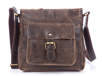 Men's brown leather shoulder bag Wild Tiger