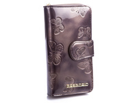 GREGORIO Large grey RFID lacquered ladies wallet