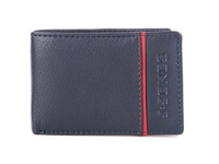 J Jones Small men's wallet navy blue with red stripe