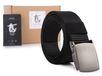 SERGEJ VIPER - Strong black men's trouser belt with clip buckle