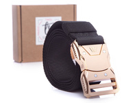 Black trouser belt with gold button buckle SERGEJ MONTANA