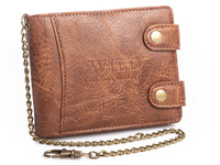 Light brown men's wallet with metal chain WILD