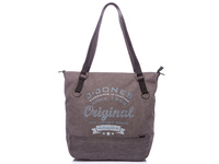 J Jones grey large women's bag in canvass and natural leather