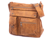 Jennifer Jones expandable women's shoulder bag cognac