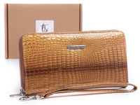 Large gold women's all-round zippered wallet lacquered Jennifer Jones