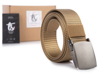SERGEJ VIPER - Strong beige men's trouser belt with clip buckle