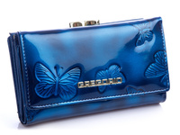 Women's wallet with embossed butterflies blue Gregorio RFID