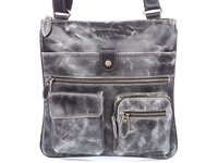 Wild Tiger vintage grey leather shoulder bag
