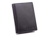 J JONES vertical men's black carbon RFID wallet